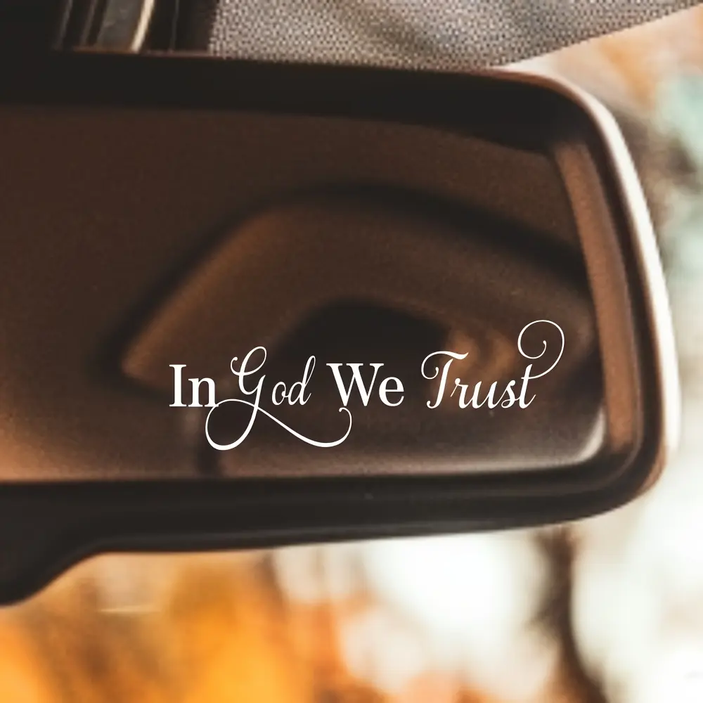 "Trust in God" Christian Mirror Sticker, Rearview Mirror Sticker, Car Mirror Decal - Self-Adhesive Vinyl Heart Design, Faith, Love Religious Gift for Teachers, Home, Church, and Car Decor, Religious Wall Art, Automotive Decals