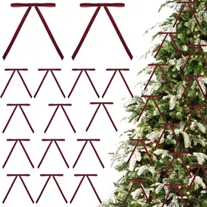 Set of 15 Velvet Christmas Bows for Festive Decorations Gift Ornaments Cloth