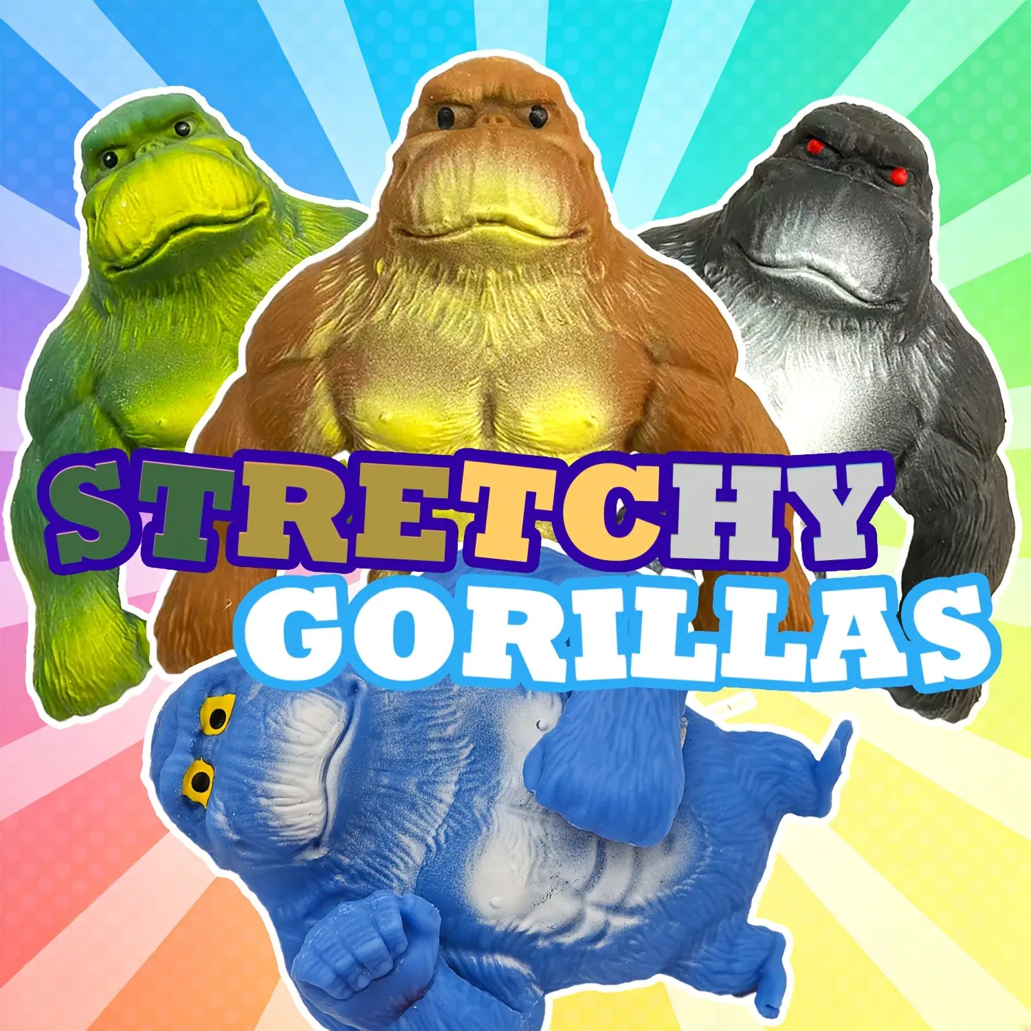 4pc Super Stretchy Gorilla Fidget Toy, Squishy Monkey Funkee Monkee Gorillas Stretch Taba Squishy Toys, Squeeze Monkeys Stretchy Monkey - The Filling Material Is PVA Sponge, Not Sand