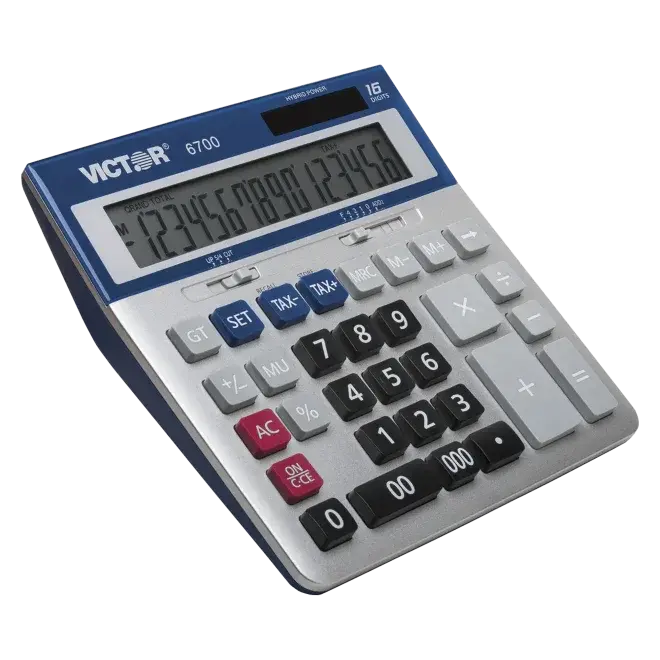 VICTOR® 16-Digit Extra-Large Desktop Calculator, Office Accounting Supplies, Full-Size Keys, Metallic Design