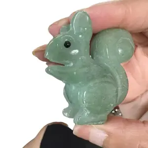 Mini Green Aventurine Squirrel Figurine - Natural Healing Stone for Luck & Creativity Enhancer - Energy Amplifying Crystal Decor Decorative Home Piece