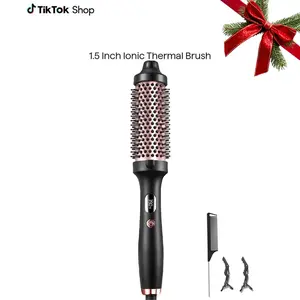 New Blowout Express Ionic Thermal Brush 1 1/2 Inch with LED Display Dual Voltage Hair Curler 320°-390° for Different Hair Types Less Damage for wavy hair, hair styling, long-lasting wave, prime salon-quality curl, Travel Hair Tools Christmas Holiday Deal