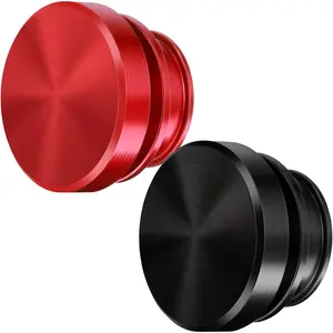 2 Pieces Aluminum Dustproof Plugs Billet Dustproof Plugs 12-Volt Replacement Accessories Anodized Aluminum Car Decorations Compatible with Most Vehicles Autos Cars (Red and Black)