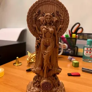 Handcrafted Wooden Hecate Statue for Home Decor  Indoor/Outdoor Pagan Goddess Ornament Room