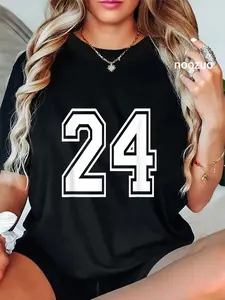100% Cotton Number 24 T-Shirt Birthday Varsity Sports Team Jersey T-Shirt