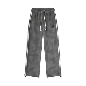 Washed Gray Wide Leg Sweatpants Women | Streetwear Vintage Track Pants with Drawstring