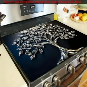 2DFlatSoft Gas Stove Top Protection Mat with Tree of Life Design, Scratch Resistant and Easy to Clean, Versatile Kitchen Cover for Ovens and Washers Stove Mats