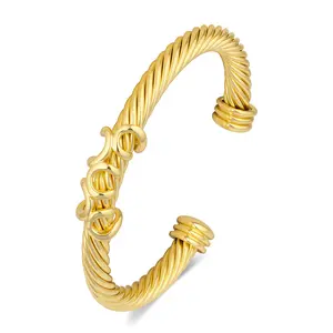 MYTYS Luxurious Adjustable Cable Cuff Bracelet for Women Anti-allergic Fade-resistant Trendy Stackable Design Perfect Gift for Black Friday Anniversary Birthday