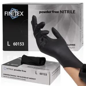 FINITEX Black Disposable Nitrile Gloves, 3.5Mil Latex-Free Powder-Free Durable Doctor Surgical Medical Household Kitchen Cook Food Exam Home Work Cleaning Gloves, Spring Valentine Holiday Love Gifts