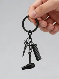 Hairdressing Keychain Professional Stylist Gift, Alloy Keychain Hair Dryer & Comb, Pendant Accessory for Bags, Casual All-Season Use