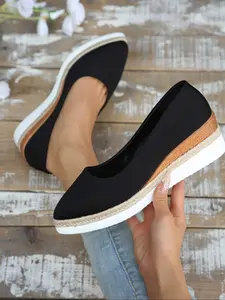 Women's Plaid Pointed Toe Casual Shoes, Spring & Fall Fashion, Waterproof Thick Sole, Medium Width, Sizes 36-44, All Seasons Wear