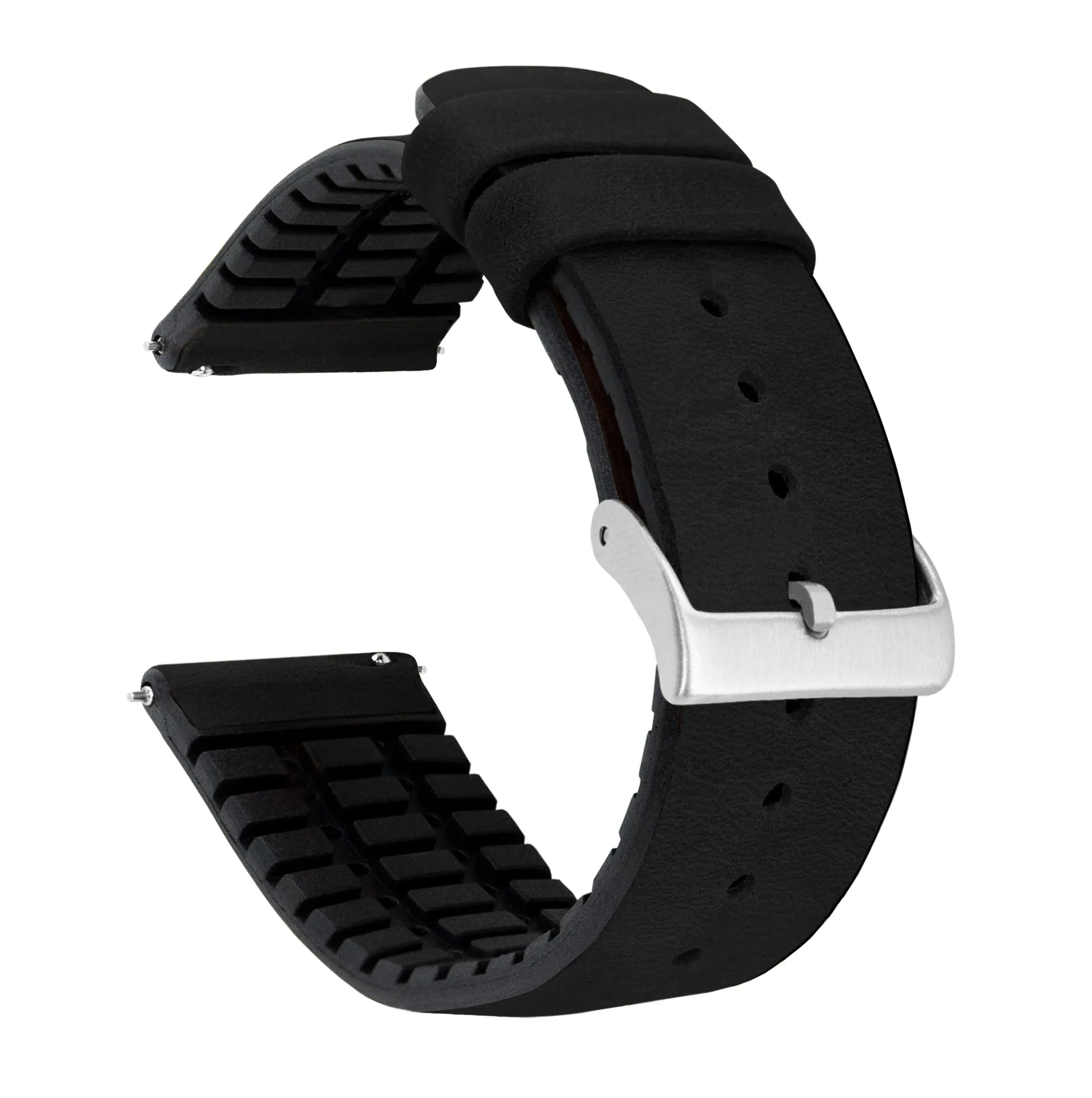 Coros Leather And Rubber Hybrid Black Watch Band