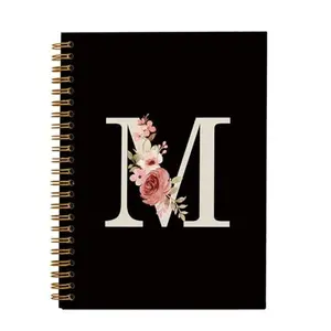 OXW Personalized Black Initial Letter M Notebook, Custom Notebook for School, Custom Gifts, Personalized Monogrammed Gifts for Women, Customized Notebook, Hardcover Spiral Notebook 5.5 x 8.3