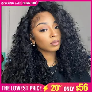 [3 In 1 Half Wigs] 250% Density Glueless Deep Wave Half Wig Human Hair Glueless Wigs Human Hair Deep Curly for Women Drawstring Seamless Flip Headband Wig Beginner Friendly