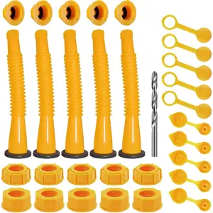 Gas Can Spout Replacement, Gas Can Cap Replacement, for 1/2/5/10 Gallon Gas Cans. Gas can spout replacement kit is ideal for refilling , , , lawnmowers, and  (5 Kit-Yellow)