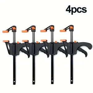 4pcs Heavy-Duty Woodworking Quick Clamps, Single-Handed Operation, 4-Inch Mini Ratchet Clamps, Ergonomic Design, Ideal for Crafts & Wood Gluing, Secure Clamp, Upgraded Clamp