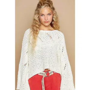 Amber Semi Cropped Chenille Knit Sweater