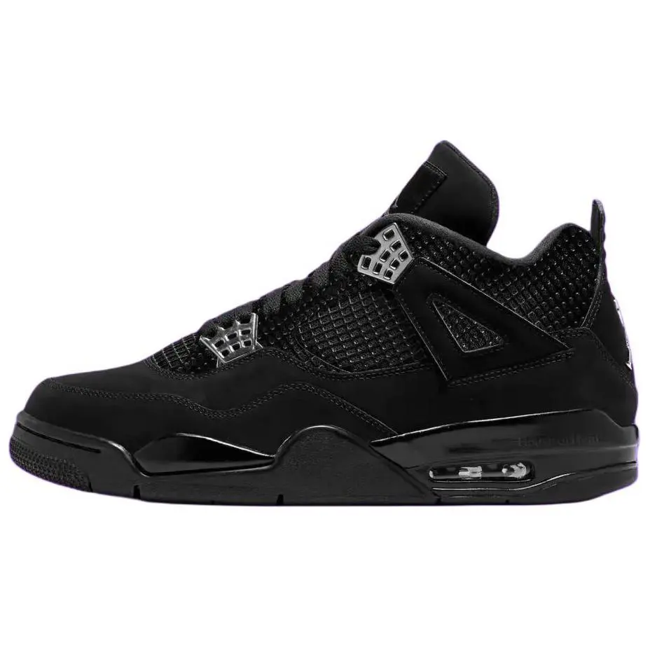 Jordan 4 Retro Net Black Breathable Mid Top Basketball Shoes Women's FN7251-001