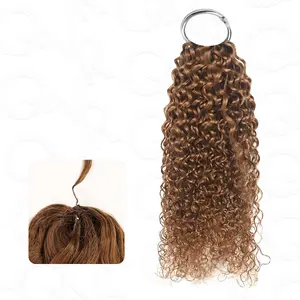 QVR Auburn Brown #30 Crochet Hair Small Kinky Curly Machine Made Feather Human Hair Extension TikTokShopBlackFriday