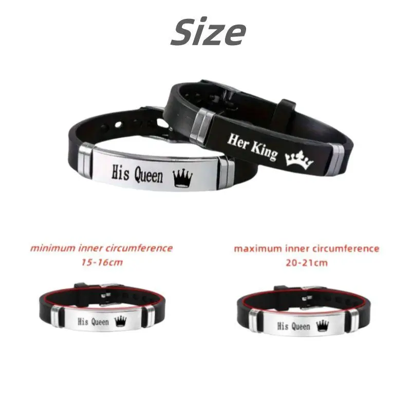 Her King & His Queen Crown Couple Bracelets - Stylish Silicone Wristbands for Daily Wear & Gifting Perfect for Valentine's Day - Commitment-Symbolic Love