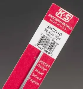 K&S Engineering 3/32"x12" Square Aluminum Tube .014 Wall (1)