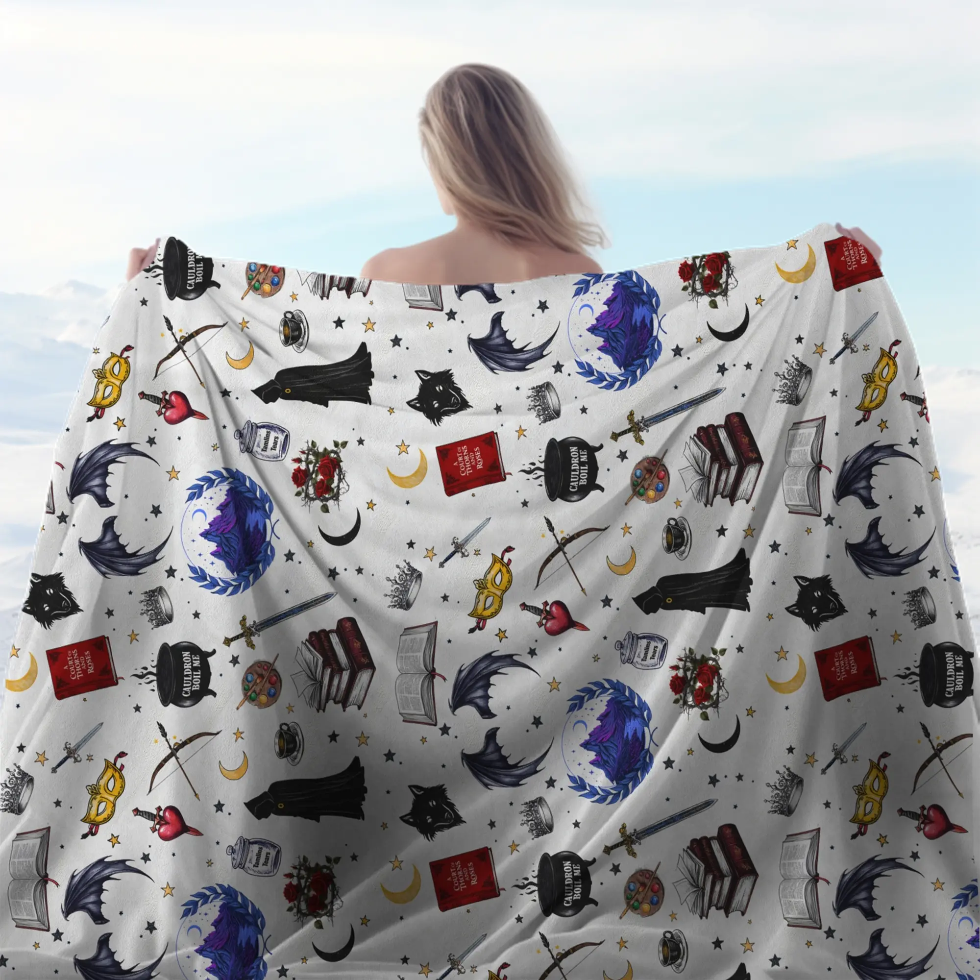 Reader Doodle Blanket Bookish Blanket Reading Doodle Blanket ACOTAR Blanket Bookish Aesthetics Blanket The Bat Boys Book Blanket Feyre Rhysand Reader Blanket The Night Court Bookworm Blanket Velaris Book Blanket Spicy Books ACOTAR Girl Dark Fantasy Reader