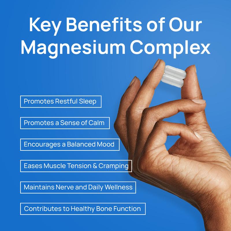 Selerb Magnesium Complex 300mg – 4 Types of Magnesium with B6, D3, Zinc, Slippery Elm – Sleep, Relaxation & Muscle Suppor Dietary t – 90 Capsules Healthcare Fitness Edible