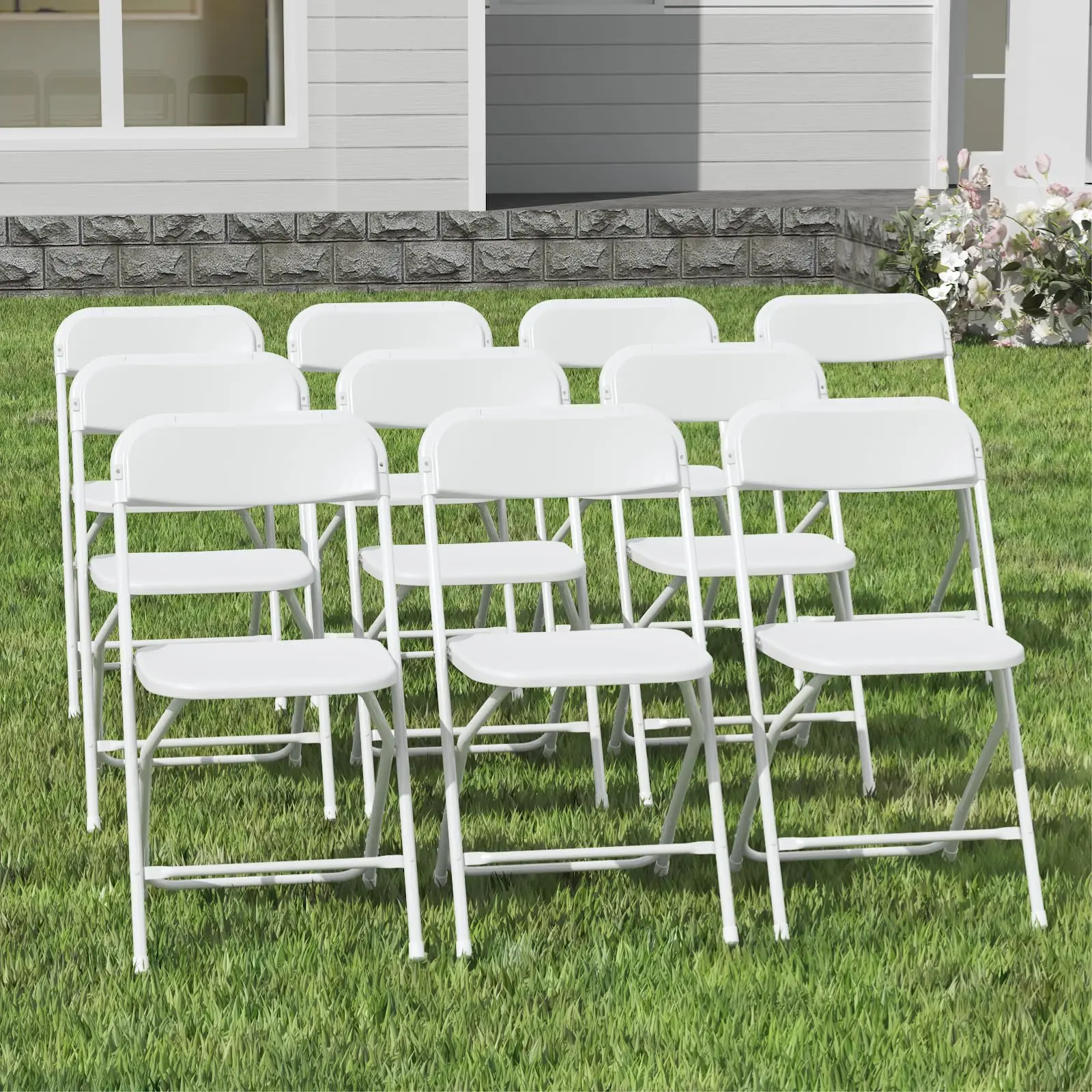 10 Pack Folding Chairs, Plastic Folding Chairs Outdoor Indoor, 350lb Capacity,Portable Event Chair, Lightweight Folding Chair,for Events Office Wedding Party Rental Picnic Patio