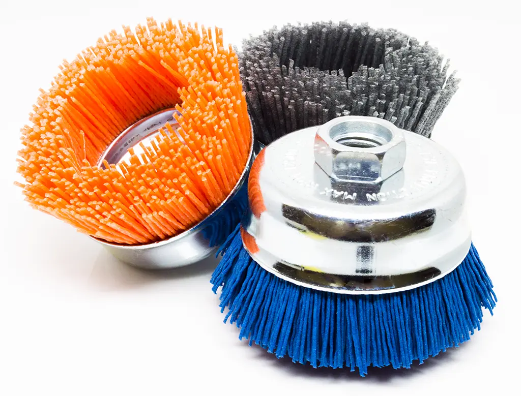 3" x 5/8"-11 Nylon Wire Cup Brush, Abrasive Cleaning Tool for Wood, Steel Wheels