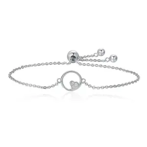 EAMTI 925 Sterling Silver Cubic Zirconia Heart Love Bracelet Dainty Jewelry Gifts for Women Mother's Day/Birthday/Anniversary Day/Valentine’s Day