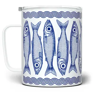 LOFTIPOP Sardines Mug, Fish Ocean Coastal Beach Gift Cup, Designed and Printed in the USA by Loftipop