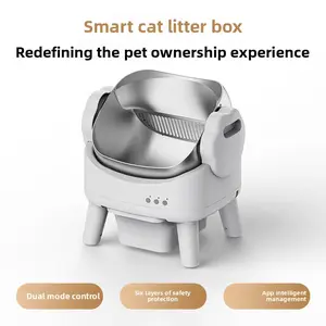Fully automatic intelligent anti-odor cat litter box, open-type stainless steel smart cat toilet, remote electric cleaning and poop scooping machine High-Sided Trash Can traysold Self-Cleaning Waterproof Liners Non-Enzymatic Pet Urine Eliminator