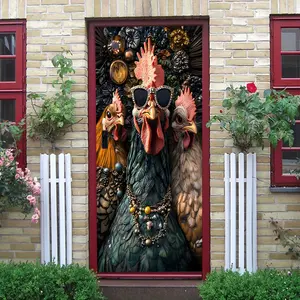 2pcs Creative Cartoon Rooster Wall StickersAnimal Decorative Stickers Self Adhesive Removable Living Room Bedroom Kids Room Background Wall Decals Fun Home Wall Decor Stickers