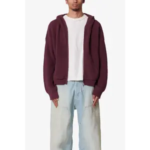 mnml Knit Zip Up - Burgundy mnml Knit Zip Up - Burgundy