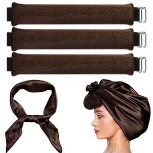 3 Pack Heatless Curling Rod Headband with Silk Scarf, No Heat Velvet Hair Curlers for Sleeping, No Damage Curl Styling Kit for Long & Medium Hair