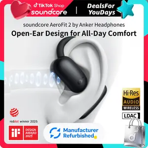 [Refurbished]soundcore AeroFit 2 by Anker, Open-Ear Headphones, 4 Adjustable Positions for Every Ear Size, 2× Richer Bass, Hi-Res, 42H Playtime, Clear Calls, IP55, Wireless Charging #DealsForYouDays, #SummerWins