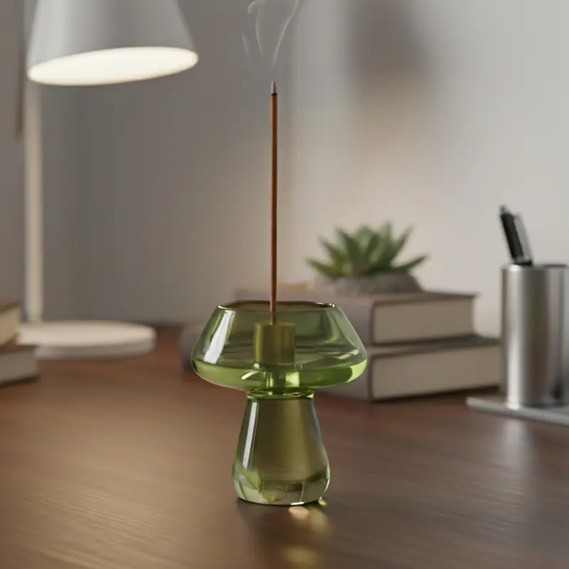 Home Incense Burner Stand, Glass Glazed Mushroom Incense Holder, Brass Nine-Hole Incense Rack, Sandalwood Agarwood Furnace, Scent, Fragrance, Aromatic Scent, Home Fragrance Decor, Home Fragrance Products, Aroma For Home
