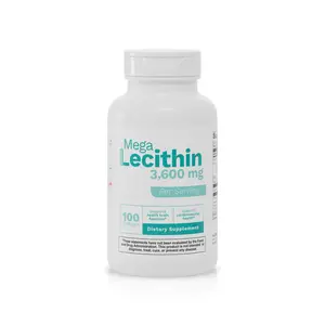 Mega Lecithin 3600 mg Soy Lecithin Softgels, Healthcare Dietary Supplement for Brain & Cardiovascular Support, 100 Count