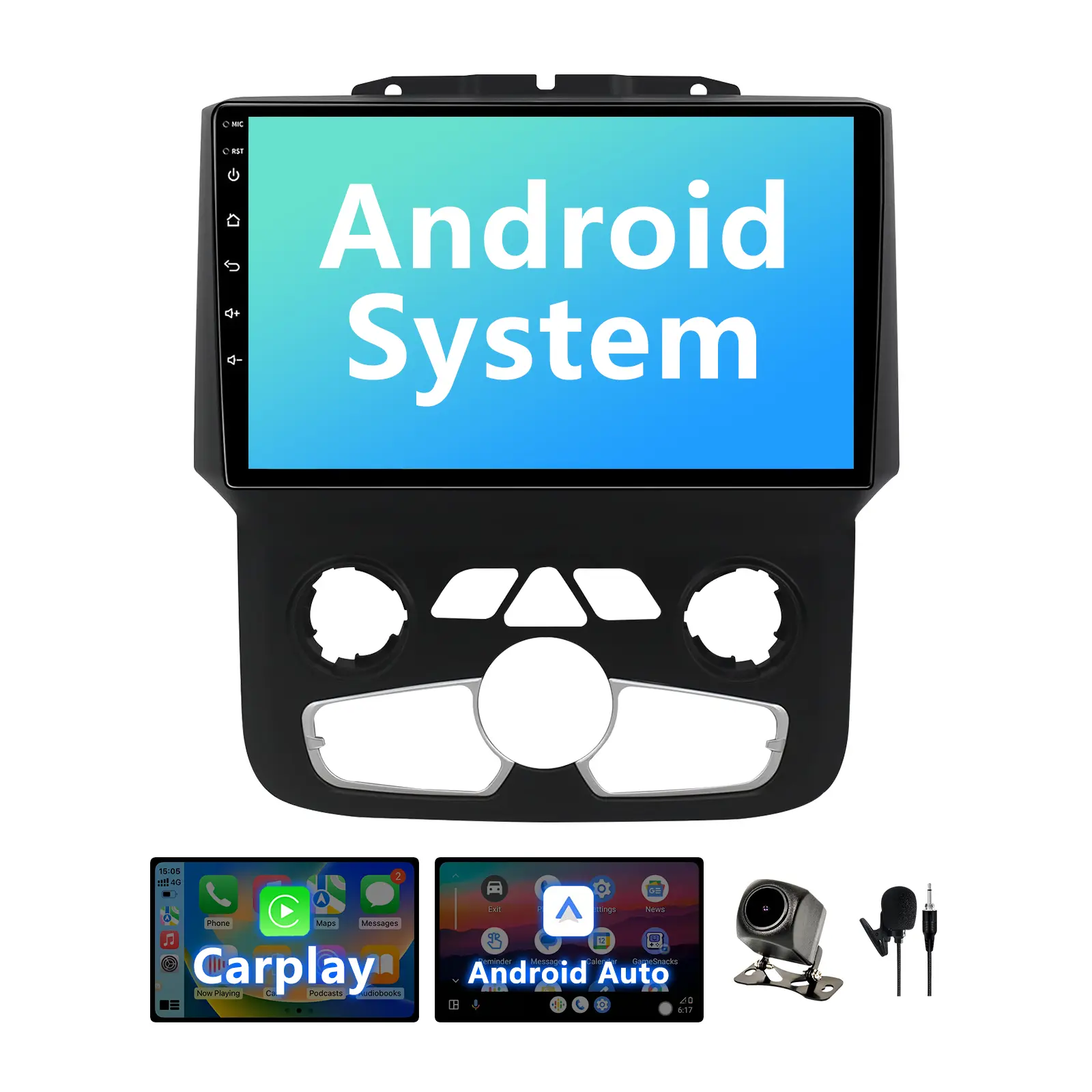 Android 13 Car Audio Stereo for Dodge Ram 1500/2500/3500 (2013-2018) - 2-Core Processor, Auto AC, CarPlay Touchscreen, Wireless Android Auto, Bluetooth, USB, Mirror Link, Offline Maps WiFi, Wireless Sync Head Unit