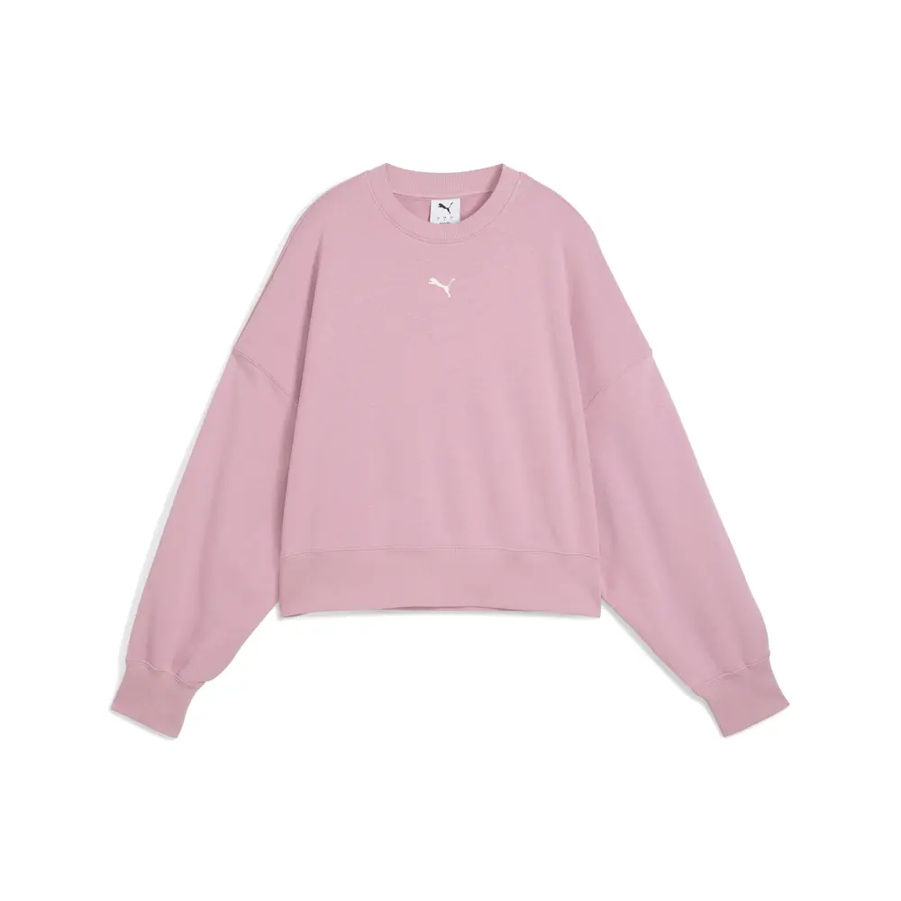 PUMA Womens Wardrobe Essentials Oversized Crew Neck Sweatshirt Casual - Pink