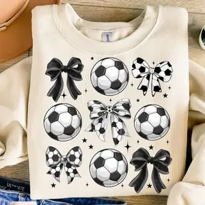 Retro Soccer Bow Sweatshirt, Soccer Bow shirt, Game Day, Coquette Soccer shirt Shirt , Soccer Mom shirt, Soccer Mama shirt, Fall Sports shirt