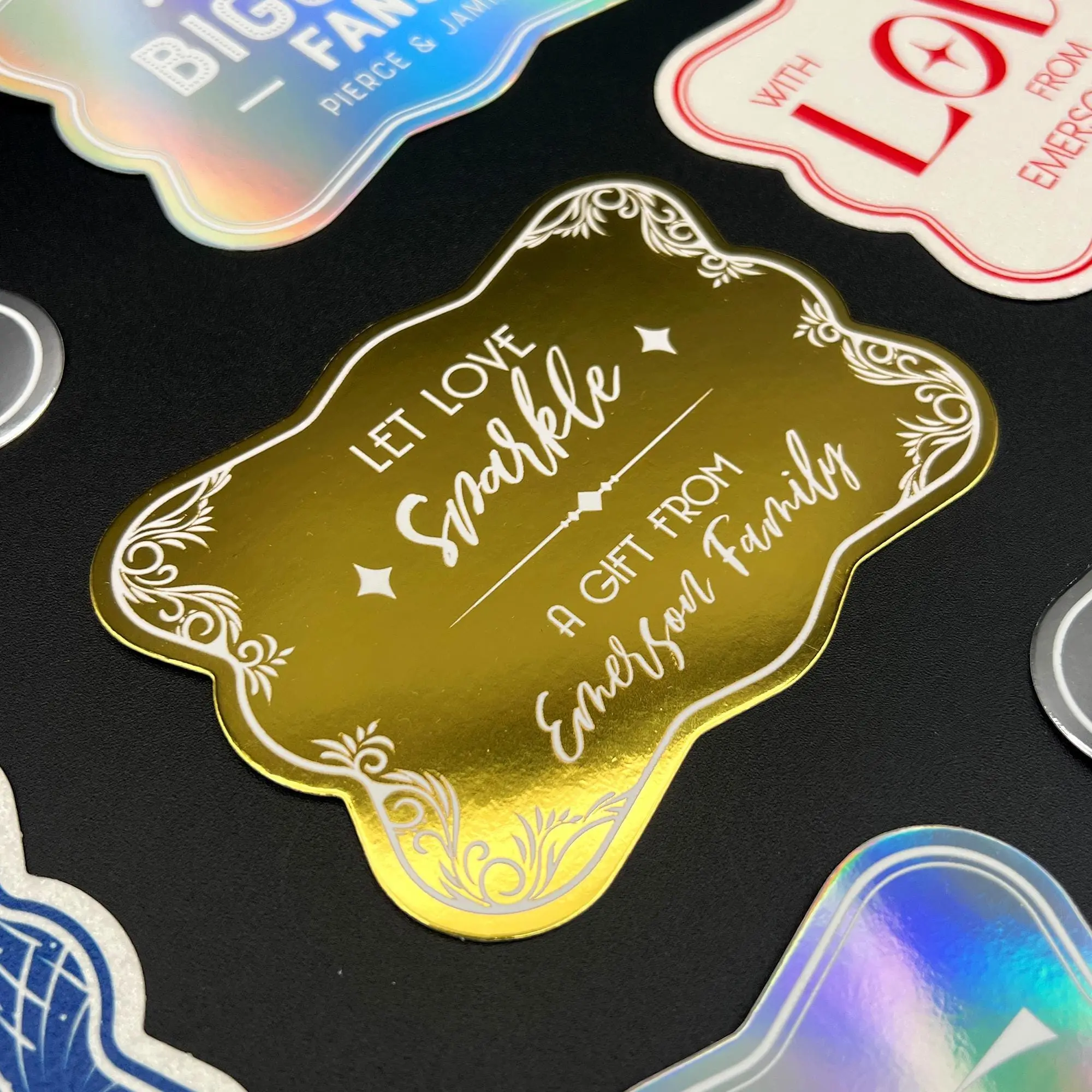 Personalized Wedding Gift Tag | Let Love Sparkle Design | Foil Cardstock Tag