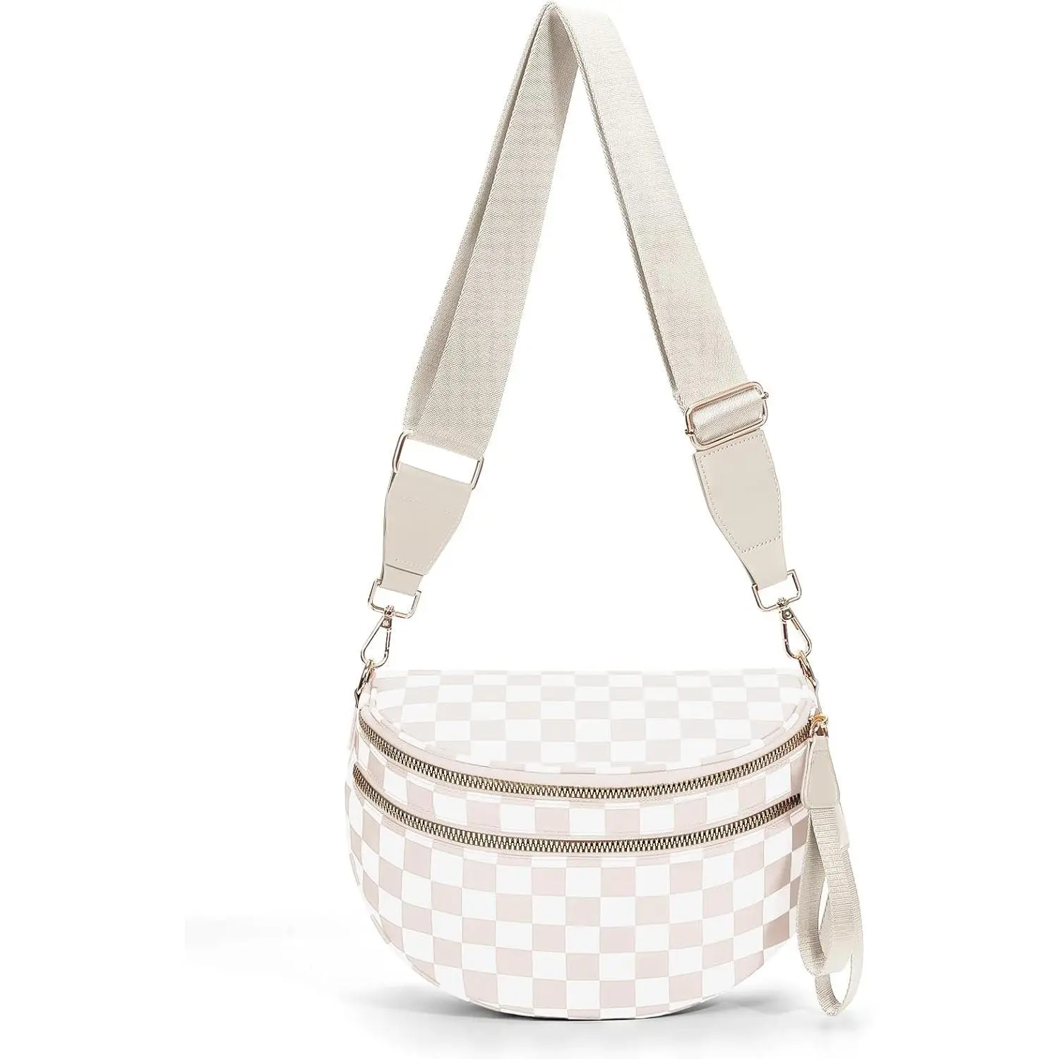 Checkered Crossbody Bum Bags for Women Nylon Checkered Purse Checkerboard Fanny Pack