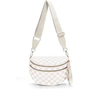 Checkered Crossbody Bum Bags for Women Nylon Checkered Purse Checkerboard Fanny Pack