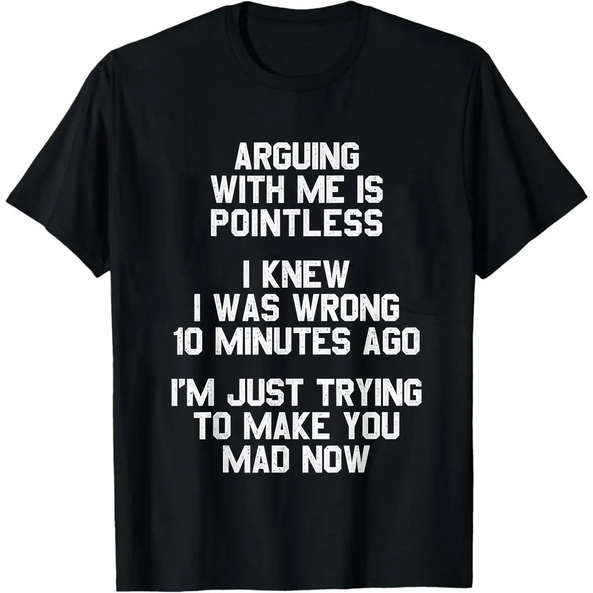 Arguing with Me Is Pointless Funny Saying T-Shirt - 220gsm Heavyweight Retro Unisex Tee with Text Print, Humorous Graphic Shirt for Men & Women