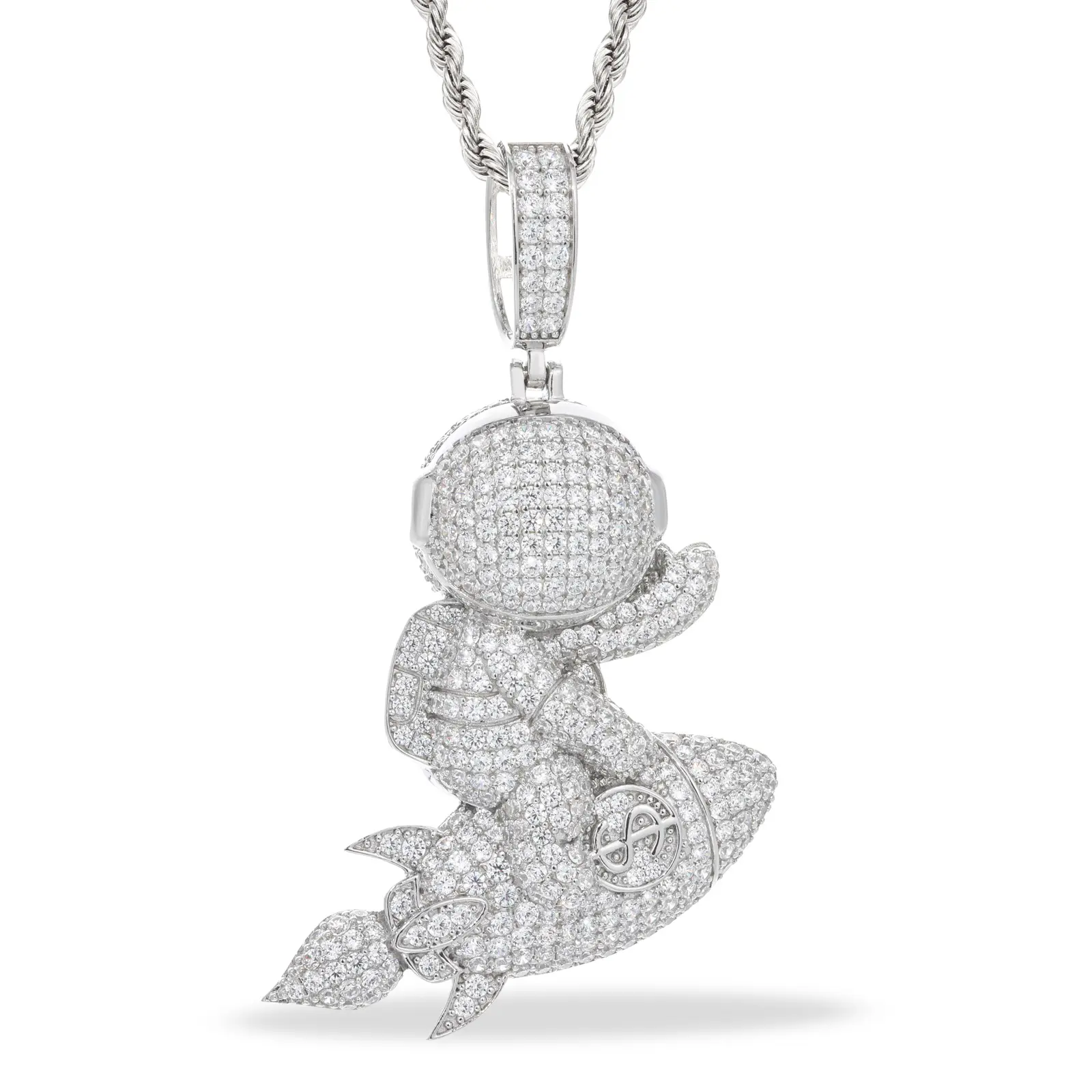 UCCIYO Astronaut Pendant  Lab-Created Moissanite Pendant Copper Moissanite Pendant Necklace for Women Men Hip Hop Jewelry Gift【#CMP592】