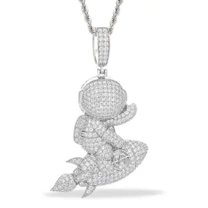 UCCIYO Astronaut Pendant  Lab-Created Moissanite Pendant Copper Moissanite Pendant Necklace for Women Men Hip Hop Jewelry Gift【#CMP592】