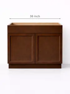 36” Brown Shaker Vanity Base – Flat-Pack – No Drawers (Taller) 36 x 34 x 21 cabinets