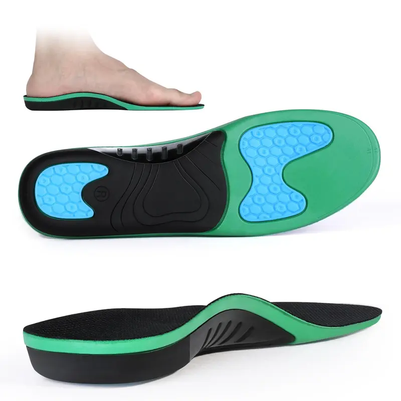 1-Pair Synthetic Soft Elastic Padded Supportive Orthotic Insoles & Heel Liners for Adults - Slip Resistant Soles, Arch Support Shell, Shock-Absorbing, Pressure Relief for Walking & Outdoor Shoes