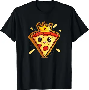 100% Cotton Nice Crowned Pizza Costume for Fast Food King Lovers T-Shirt